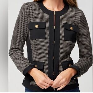 White House Black Market Black and Gray Knit Blazer